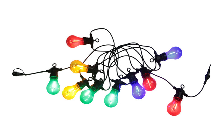 Partykjede med 10 LED-pærer i multifarger